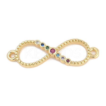 Brass Micro Pave Colorful Cubic Zirconia Infinity Connector Charms KK-Q028-65G-1