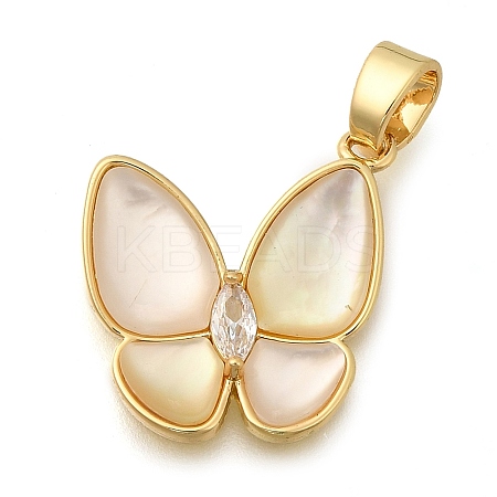 Brass Micro Pave Cubic Zirconia Pendants KK-S049-10G-1