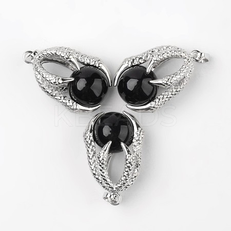 Eagle Claw Alloy Natural Dyed & Heated Black Agate Pendants G-L455-A10-1