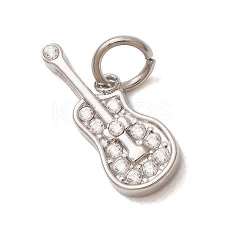 304 Stainless Steel Micro Pave Clear Cubic Zirconia Charms LS-CU-CBAB6EC-21P-1