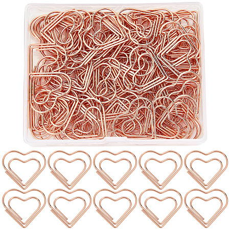100Pcs Heart Shape Iron Paper Clips TOOL-WH20002-03A-RG-1