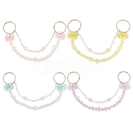 4Pcs 4 Colors Transparent Acrylic Beaded Purse Chain Strap Extenders HJEW-GO00104-1