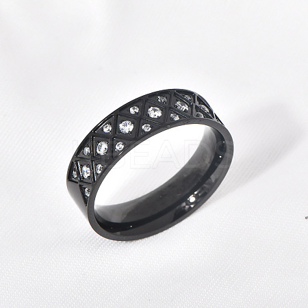 304 Stainless Steel with Clear Cubic Zirconia Finger Rings FS-WG2FC1C-01-1
