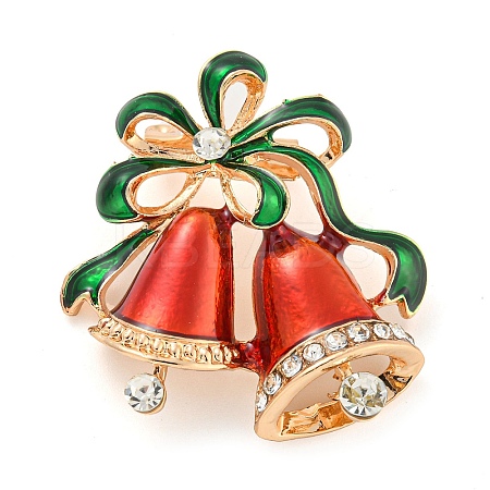 Christmas Theme Golden Zinc Alloy with Rhinestone Brooches JEWB-B018-01G-08-1