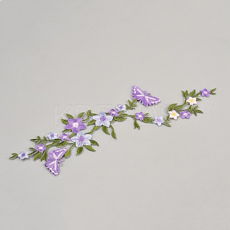 Polyester Rayon Flower Embroider Thread Iron on/Sew On Patches PATC-WH20017-18D-1