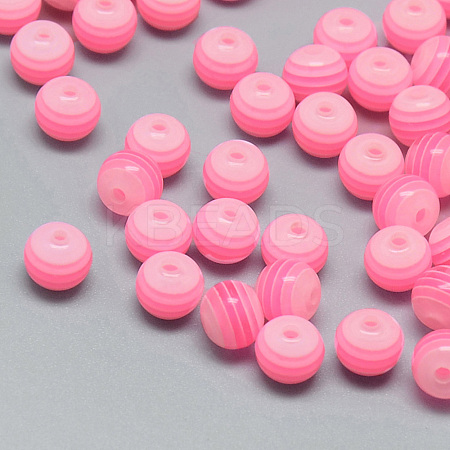 Transparent Stripe Resin Beads RESI-S345-6mm-01-1