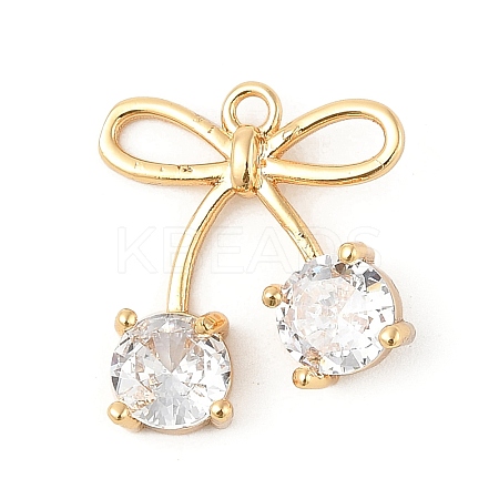Brass Micro Pave Clear Cubic Zirconia Pendants KK-R219-32B-G-1