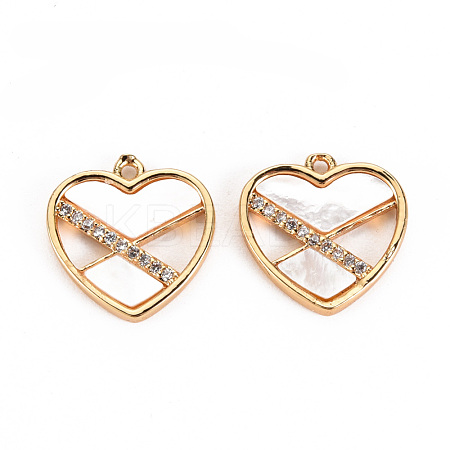Brass Micro Pave Clear Cubic Zirconia Charms KK-S360-109-NF-1