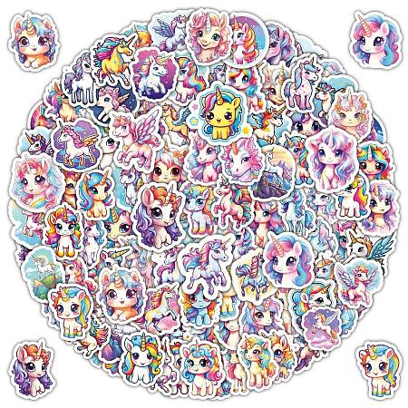 100Pcs Unicorn PVC Adhesive Stickers Set PW-WG66892-01-1