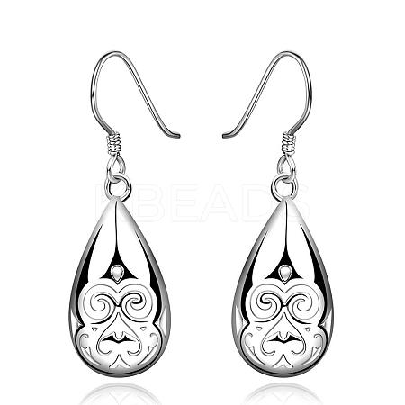 Simple Silver Color Plated Brass Water teardrop EJEW-BB08802-1
