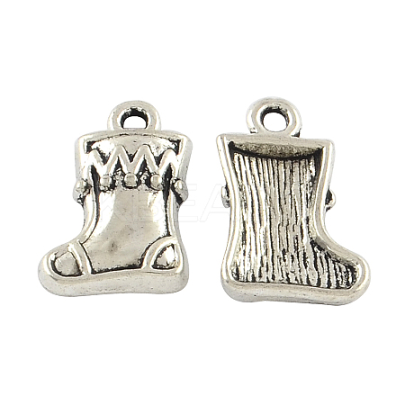 Tibetan Style Christmas Sock Alloy Pendants LS-TIBEP-Q050-13AS-RS-1