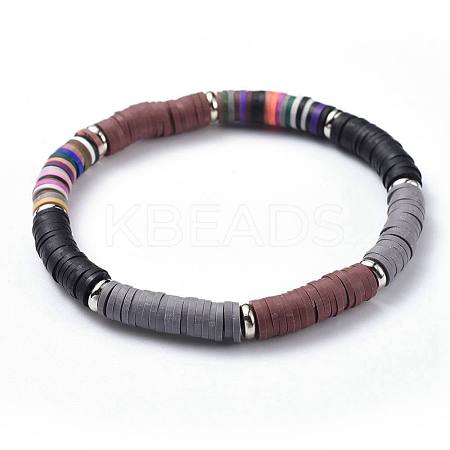 Polymer Clay Heishi Beads Beads Stretch Bracelets BJEW-JB04450-02-1