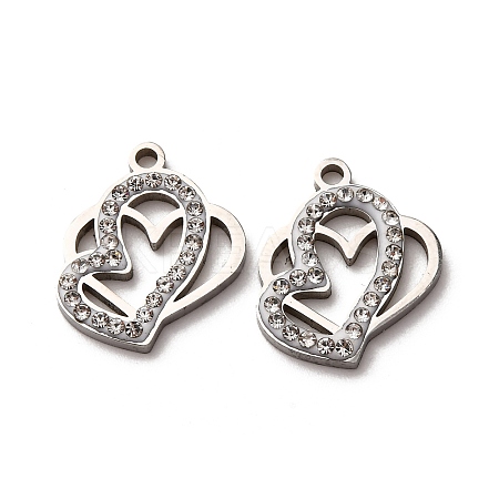 304 Stainless Steel Clay Rhinestone Pendants STAS-P406-17D-P-1