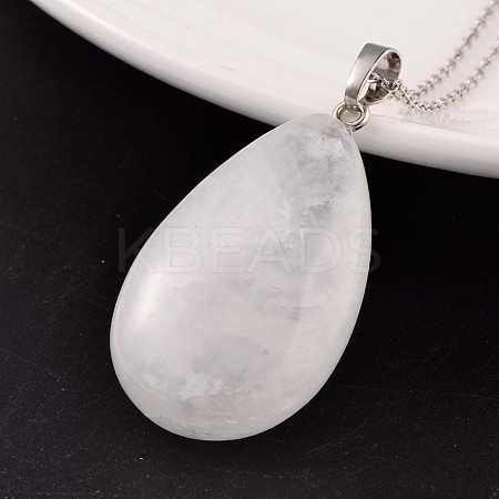 Teardrop Platinum Tone Brass Crystal Pendants G-F267-07M-1