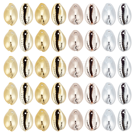 20Pcs 2 Colors UV Plated Freshwater Shell Pendants SHEL-HY0001-07-1