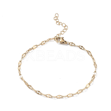Ion Plating(IP) 304 Stainless Steel Dapped Link Chain Bracelets for Men Women STAS-B039-06G-1