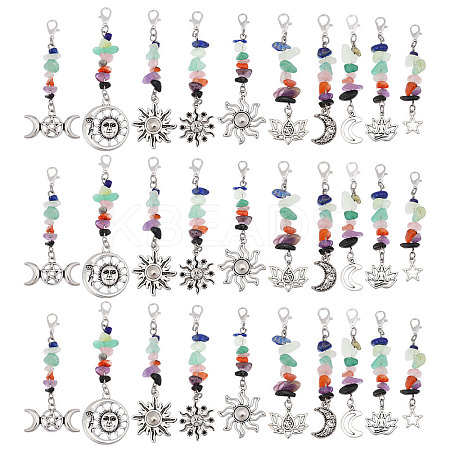 30Pcs 3Style Alloy Pendant Decoration HJEW-CA00049-1
