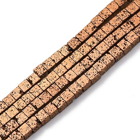 Electroplated Natural Lava Rock Beads Strands G-A256-B01-02F-1