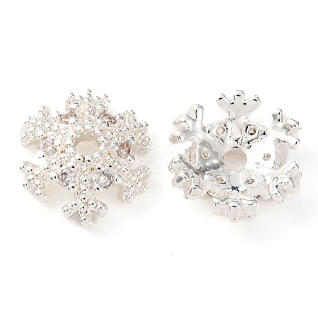 Brass Micro Pave Clear Cubic Zirconia Bead Caps KK-K378-48B-S-1