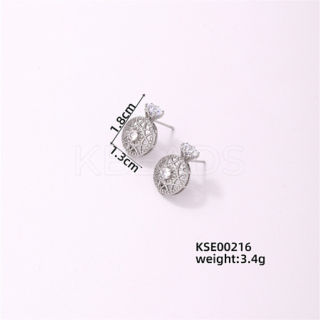 Elegant Round Earrings with Shiny Diamonds for Fashionable and Delicate Look CV1535-1