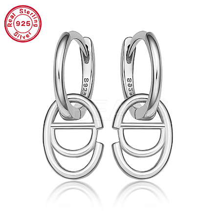 Anti-Tarnish Rhodium Plated Platinum 925 Sterling Silver Hoop Earrings ZC9557-6-1