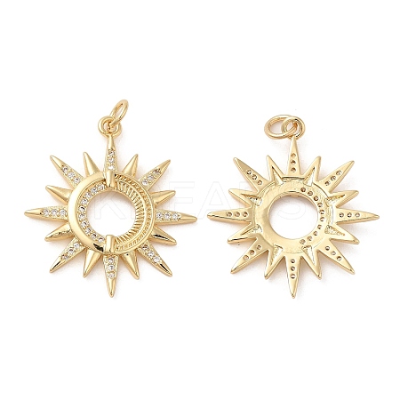 Rack Plating Brass Micro Pave Clear Cubic Zirconia Pendants KK-I706-16G-1