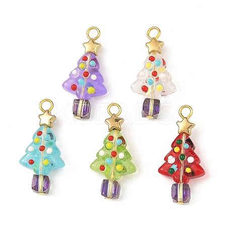 Handmade Bumpy Baking Paint Glass Pendants PALLOY-JF06038-1