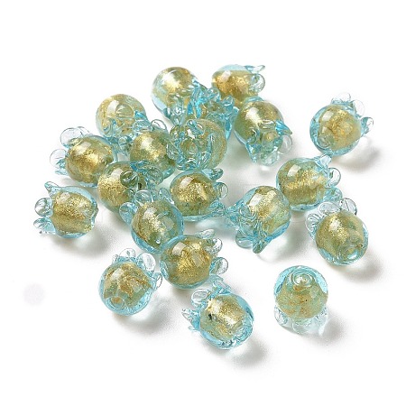 Handmade Gold Foil Lampwork Glass Beads X1-LAMP-G158-02D-1