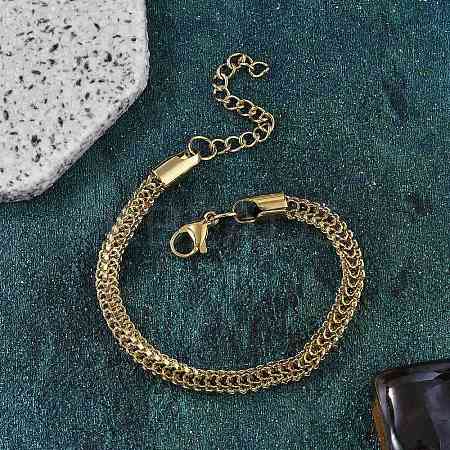 304 Stainless Steel Rope Chain Bracelets for Women BJEW-F488-08G-1