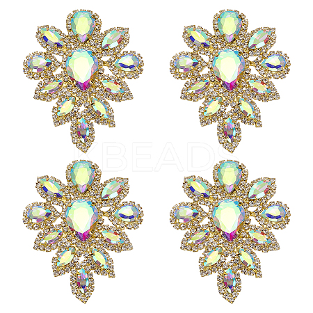 4Pcs Teardrop Shape Hotfix Rhinestone Iron on Patches PATC-FG0002-25B-1