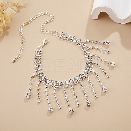 Alloy Full Crystal Rhinestone Tassel Anklets for Women FS-WG7EDD5-02-1