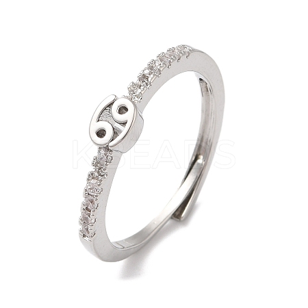 Rack Plating Brass Clear Cubic Zirconia Constellation Adjustable Rings for Women RJEW-S407-08P-11-1