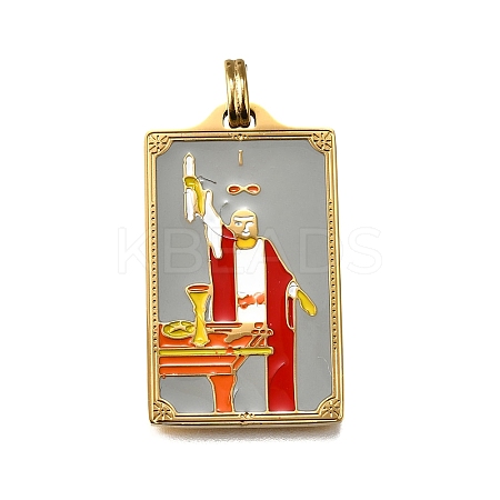 Tarot 304 Stainless Steel Enamel Pendants STAS-M119-07A-G-1