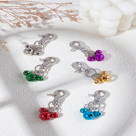 6Pcs 6 Colors Brass Bell Charms Pendant Decorations KEYC-LP0001-47-1