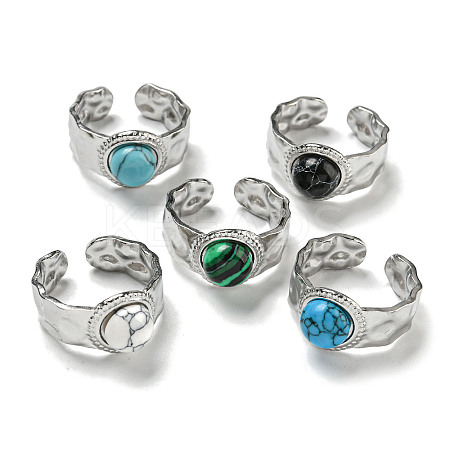 304 Stainless Steel Open Cuff Rings RJEW-C079-18P-1