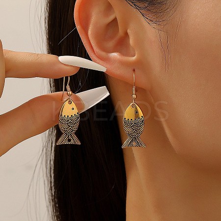 Fish Alloy Dangle Earrings LS-EJEW-C167-01AG-1
