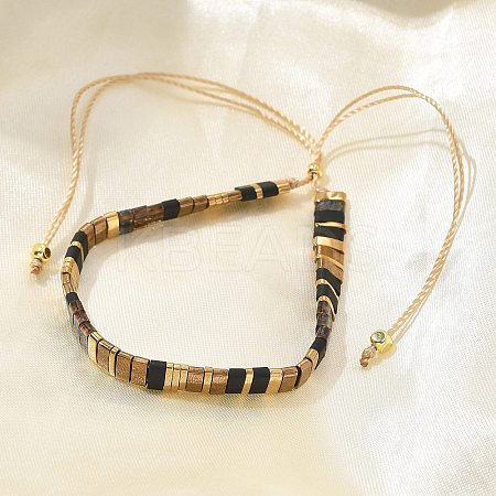 Vintage Ethnic Style Adjustable Glass Tila Beaded Handmade Slider Bracelets for Women ZN9527-12-1