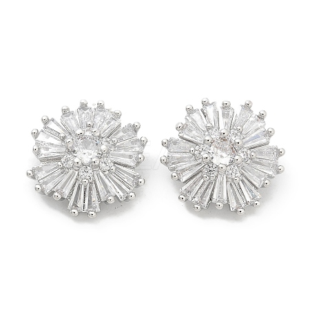 Rack Plating Brass Micro Pave Clear Cubic Zirconia Buttons KK-K293-14P-1