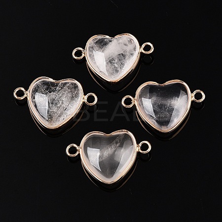 Natural Quartz Crystal Love Heart Pendants G-T138-205C-G-1