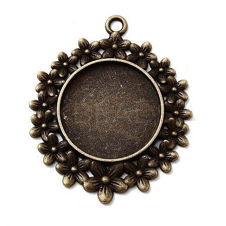 Vintage Tibetan Style Alloy Flower Pendant Cabochon Bezel Settings X-TIBEP-M018-65AB-NF-1