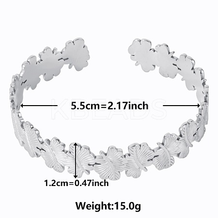 Stylish European and American Flower 304 Stainless Steel Cuff Bangles for Women UC5958-1-1