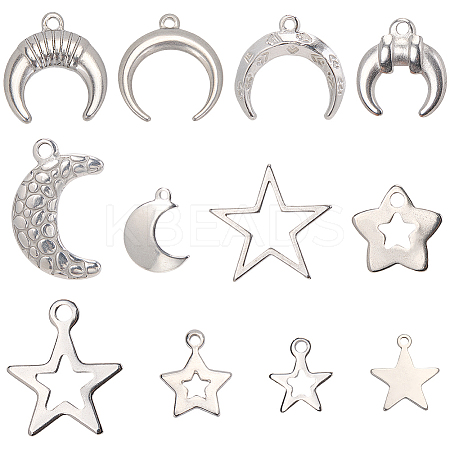 24Pcs 12 Styles Stainless Steel Pendants DIY-SC0029-61-1