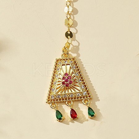 Ethnic Style Tassel Brass with Cubic Zirconia Hair Extension Chain for Women LR5760-3-1