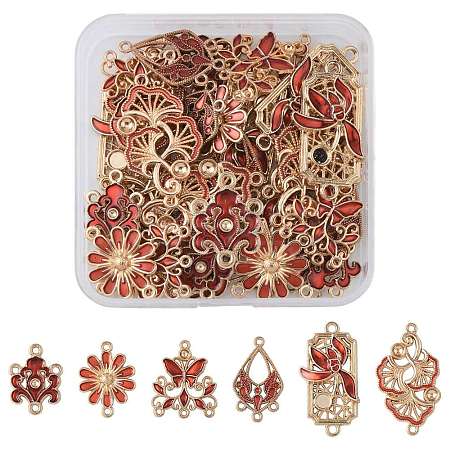 36Pcs 6 Styles Alloy Enamel Connector Charms FIND-FS0004-46B-1