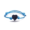 Natural Sodalite Heart Braided Cord Bracelet BJEW-JB07685-04-1