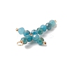 Natural Apatite Faceted Round Copper Wire Wrapped Pendants PALLOY-JF02011-06-3