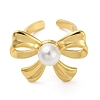 Stainless Steel Shell Pearl Rings RJEW-R144-01G-3