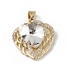 Real 18K Gold Plated Rack Plating Brass Micro Pave Clear Cubic Zirconia Pendants KK-C015-29G-06-1