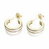 Semicircular Brass Micro Pave Clear Cubic Zirconia Half Hoop Earrings EJEW-T046-21E-NF-2