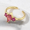 Brass Micro Pave Cubic Zirconia Cuff Open Rings for Women RJEW-L343-14G-5